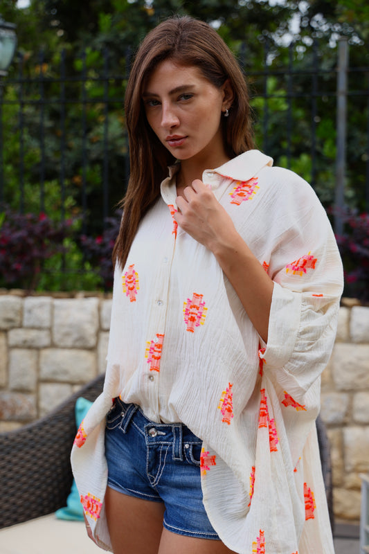 Embroidered Cotton Overshirt