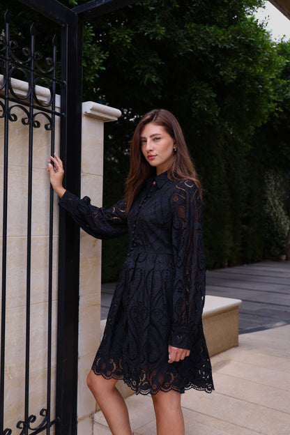 Black Broderie Anglaise Dress