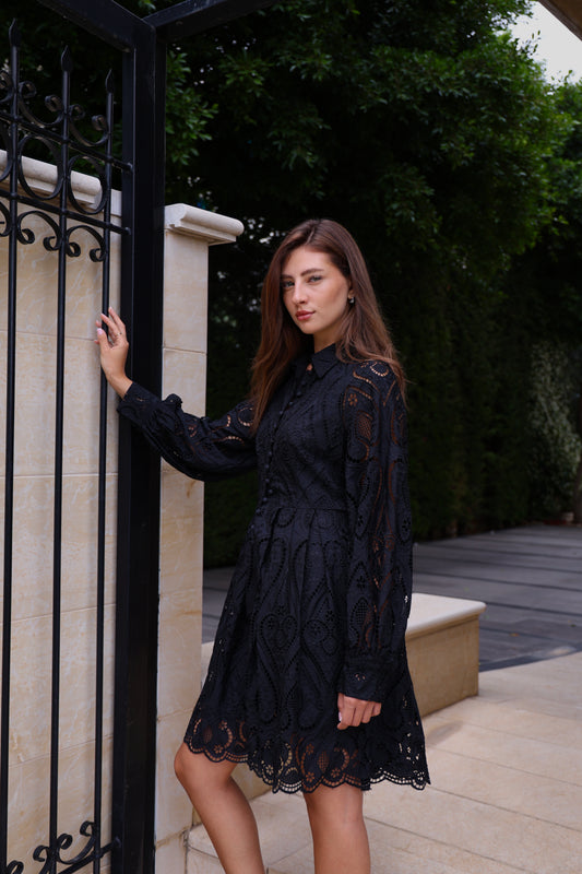 Black Broderie Anglaise Dress