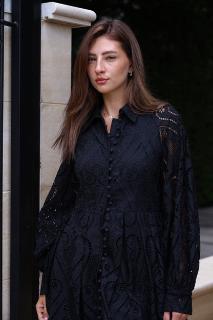 Black Broderie Anglaise Dress