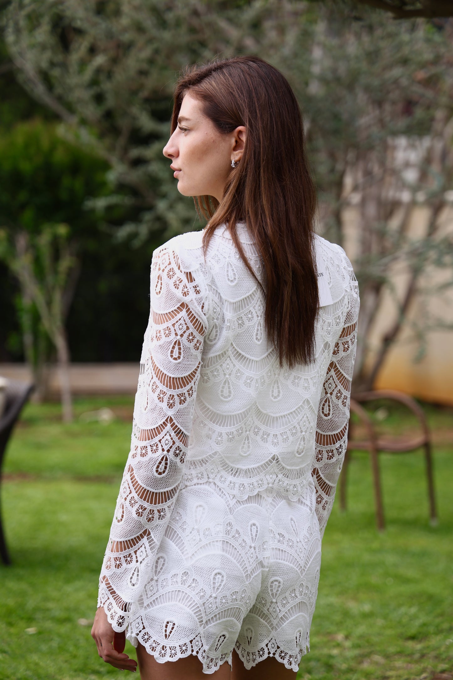 White Guipure Lace Vest & Shorts Set