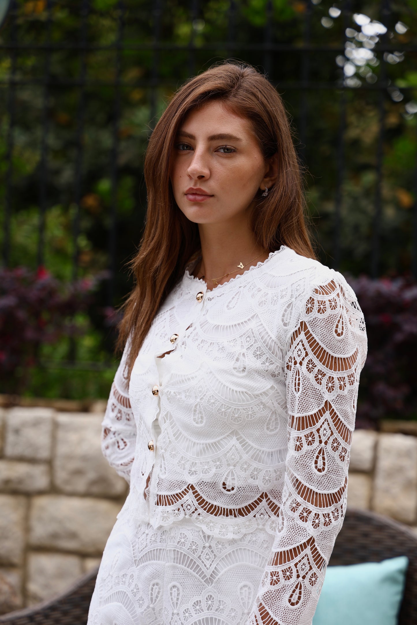 White Guipure Lace Vest & Shorts Set