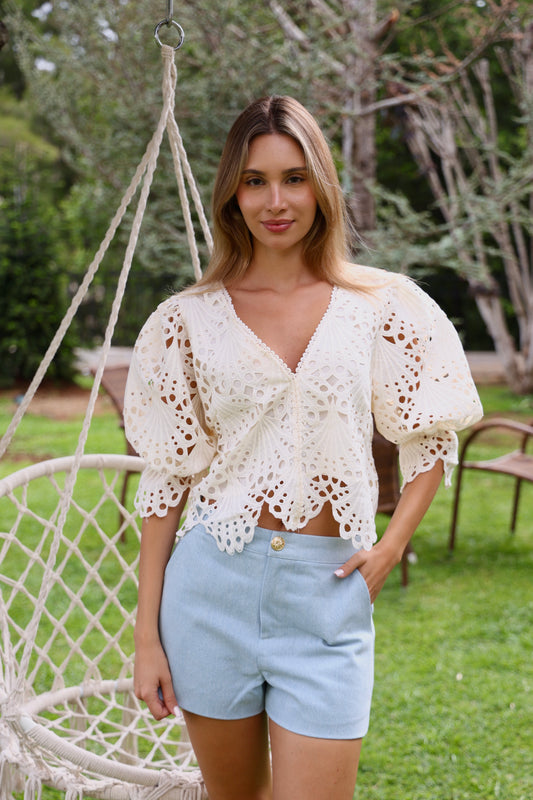 Ivory Broderie Anglaise Blouse