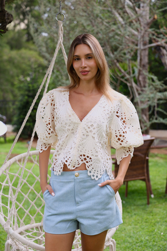Ivory Broderie Anglaise Blouse