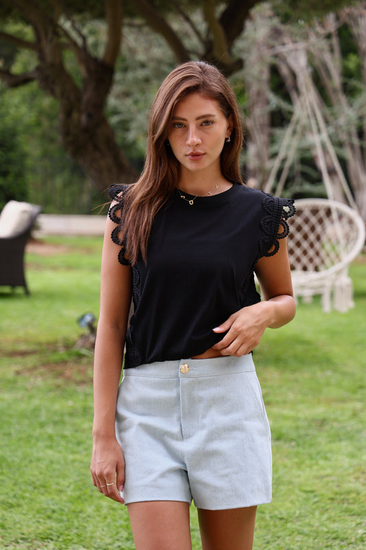 Black Lace Detail Top