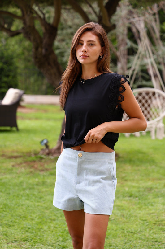Black Lace Detail Top