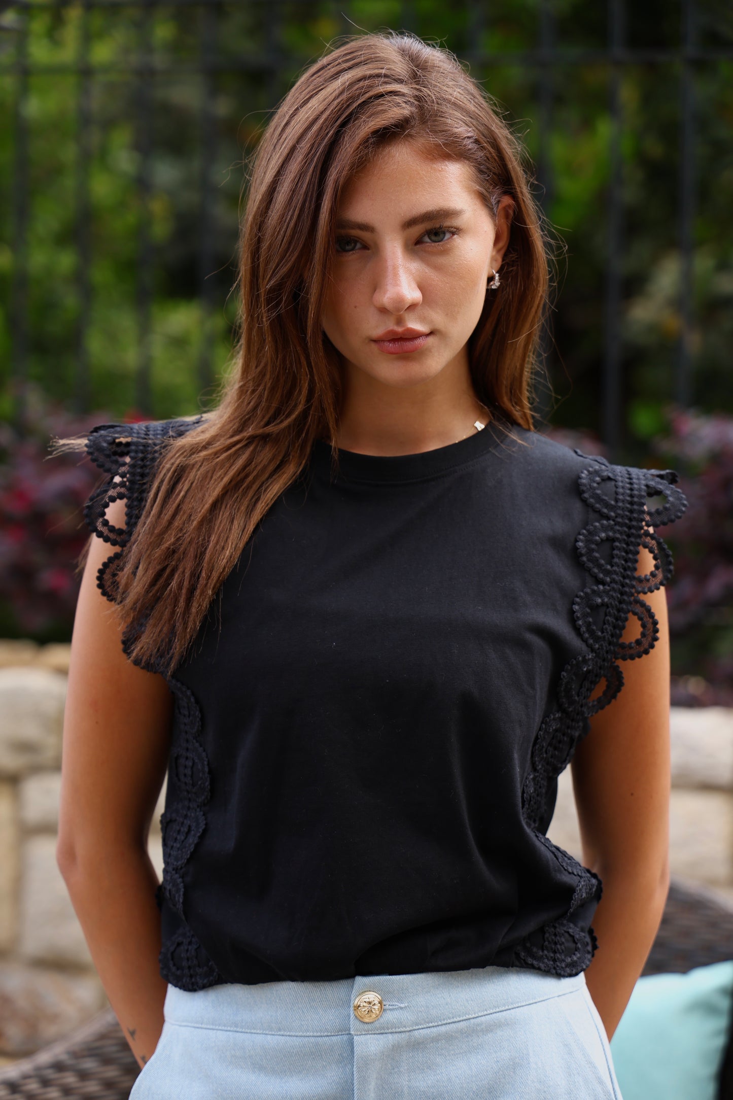 Black Lace Detail Top