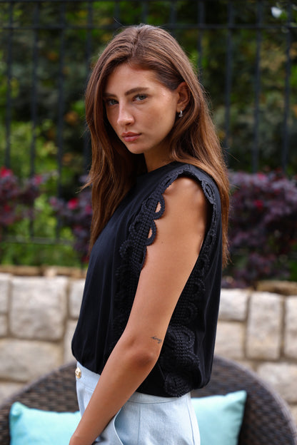 Black Lace Detail Top