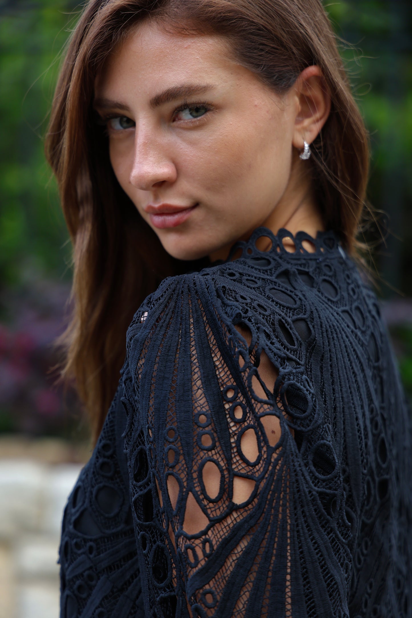 Black Guipure Lace Top